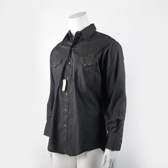 Wrangler Men's 16 x 33 Men's fitted Black Snap Western Cowboy Shirt NWT NEW!!! - Picture 8 of 15